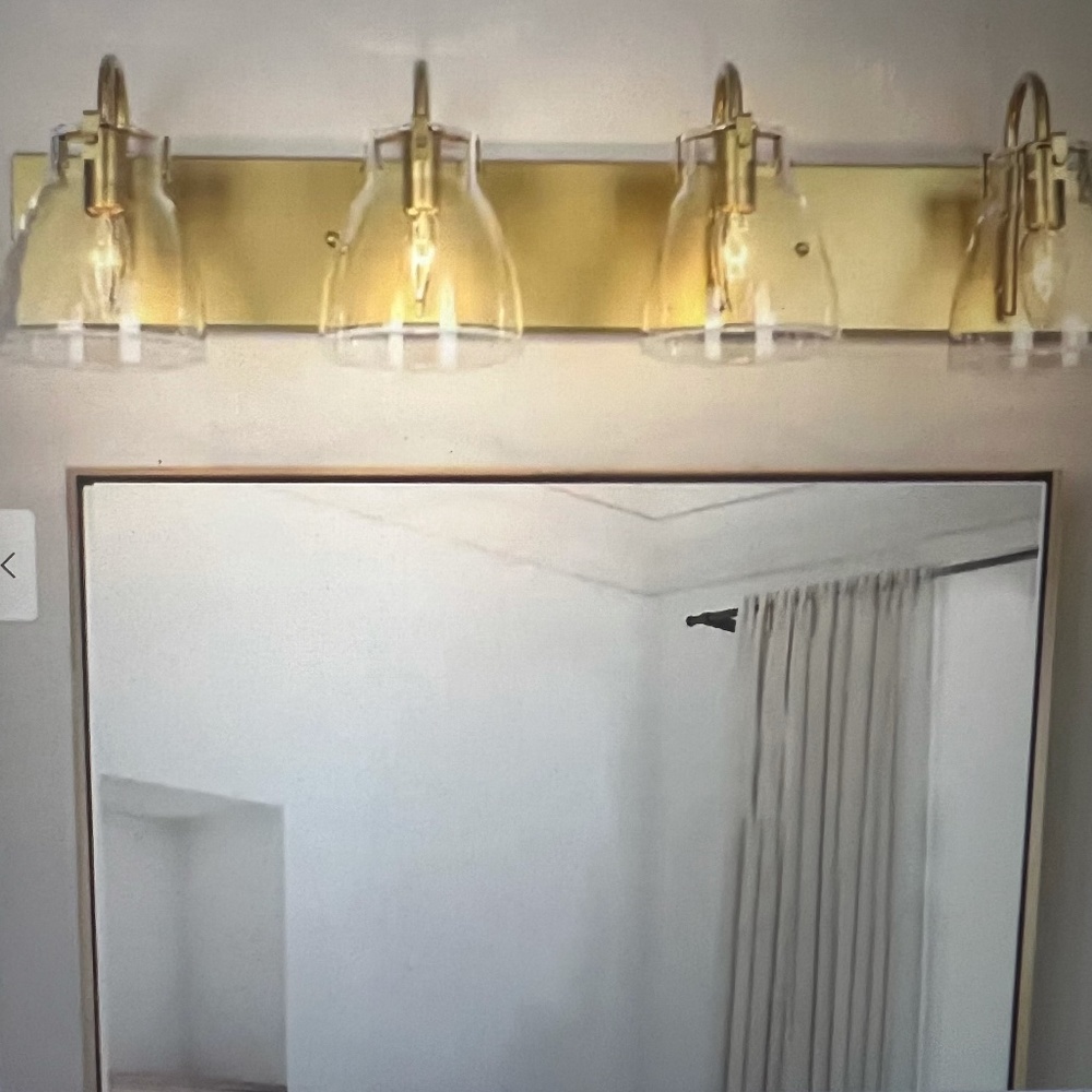 2 Sets Of Modern Gold Bathroom Vanity Light Clear Glass wall - 4 Light
